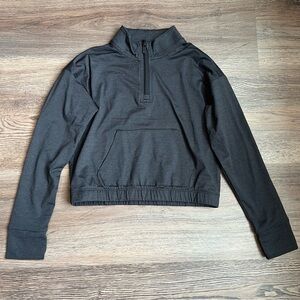 All In Motion Black Cropped Quarter-Zip Pullover
